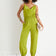 Satin Cami Slip Jumpsuit in Lime Green