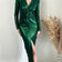 Shimmering Green Long Sleeve Twist Maxi Dress