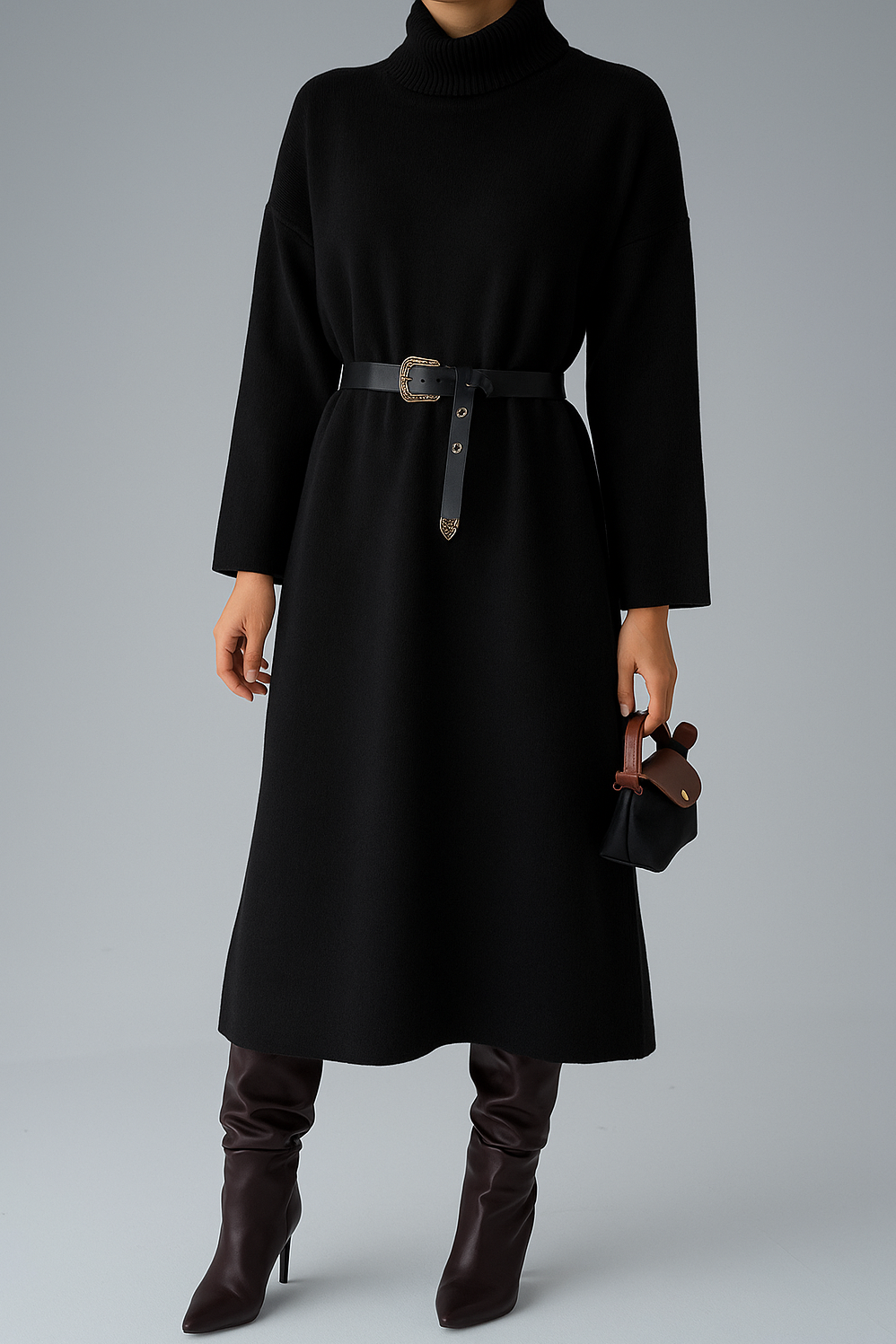 Dresses | Roll-Neck Relaxed Knit Dress in Black - Wholesale Dresses jqwholesale.com Dresses | Roll-Neck Relaxed Knit Dress in Black - Wholesale Dresses jqwholesale.com