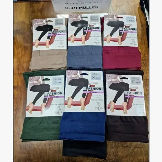 (6P.PACK) Plus Sized Fleece Lined Leggings - jqwholesale.com
