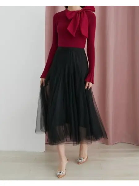 (2P.PACK) Tulle Mesh Maxi Skirt - jqwholesale.com