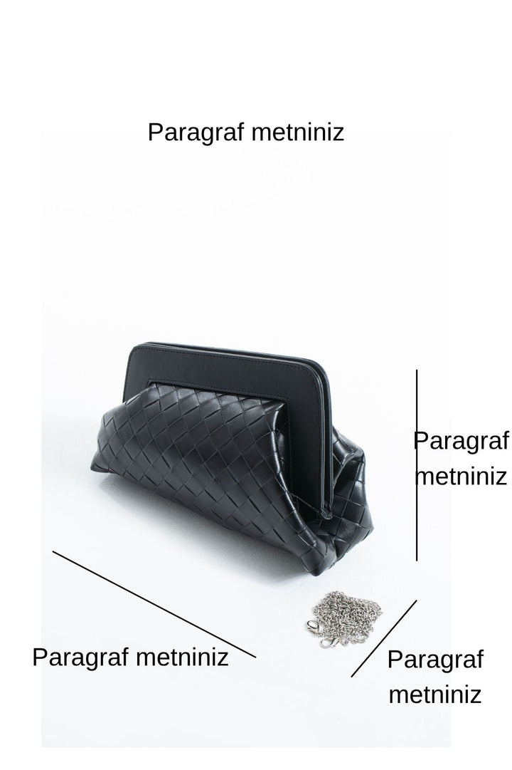 Asymmetrical  Braided Pu Leather  Clutch Bag With Detachable Strap - Black