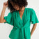 Angel Sleeve Wrap Knot top in Green