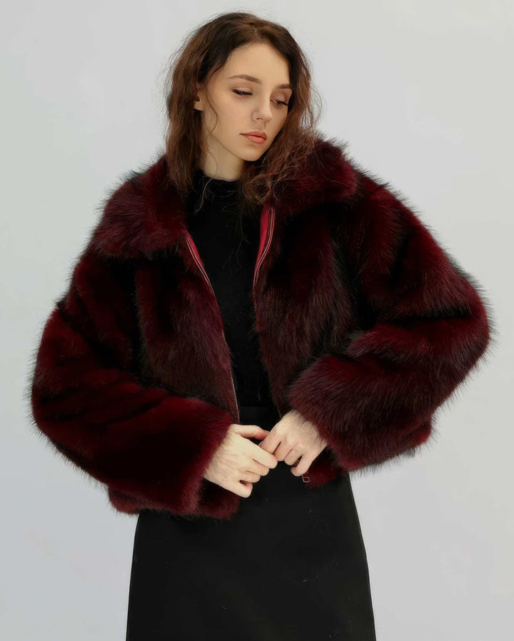 Luxury Faux Fur Gold Zip Coat