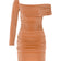 Shimmery One Shoulder Gathered Dress - Orange