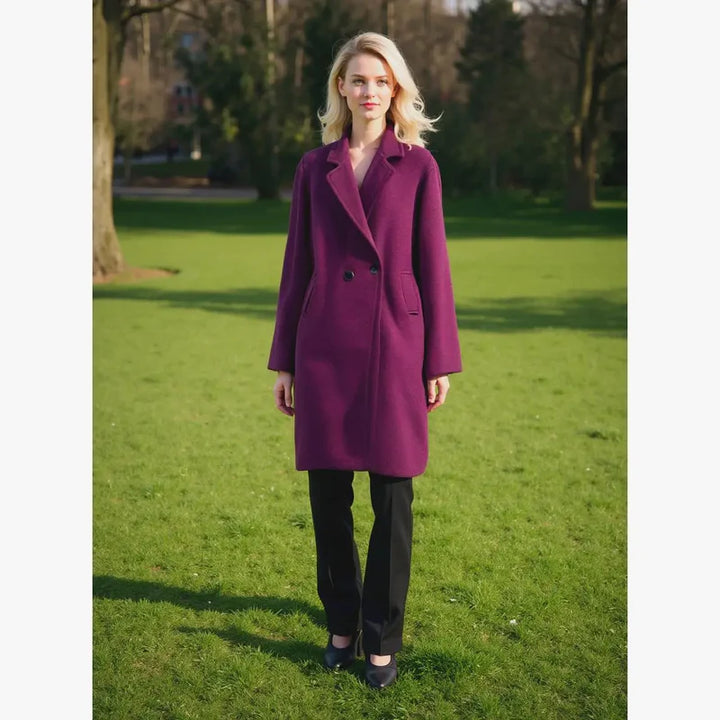 Soft Touch Lined Coat with Detachable Leopard Ruffle Brooch - jqwholesale.com