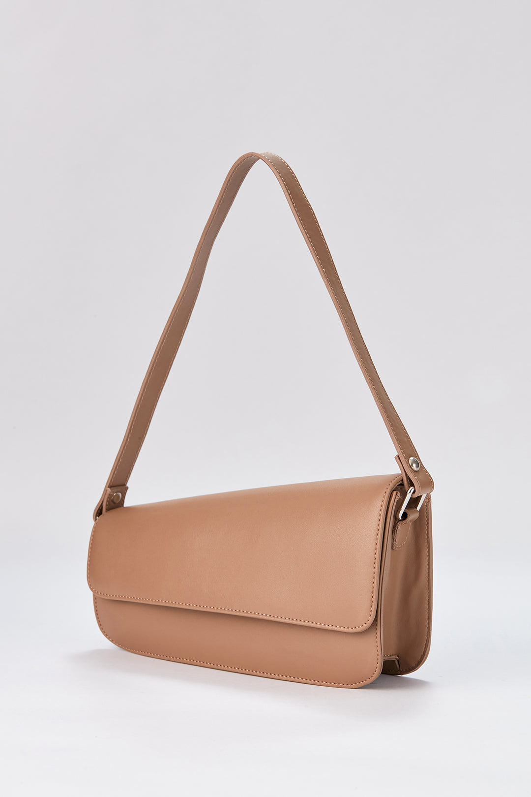 Asymmetric Pu Leather  Shoulder Bag - Nude