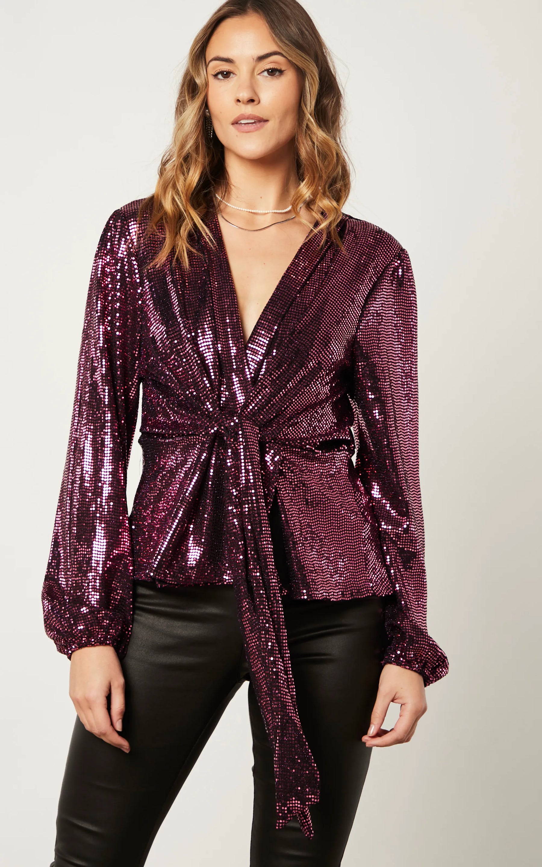 Glamorous Sequin Wrap Top