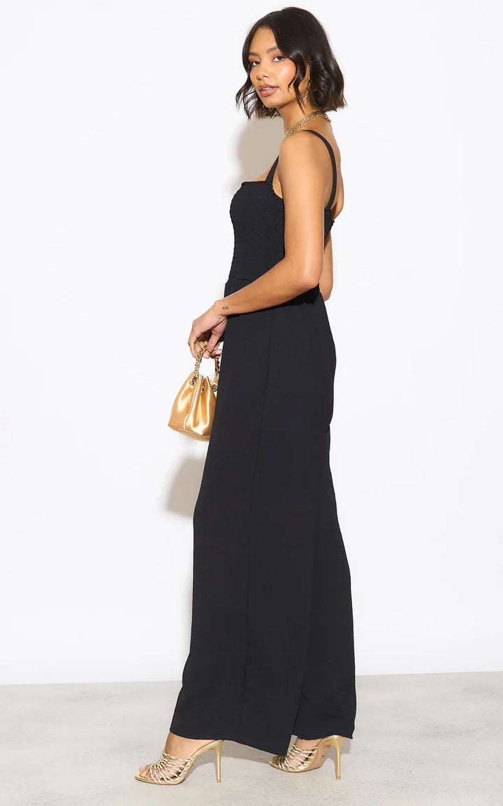 Effortless Wide Leg Cami Jumpsuit in Classic Black - jqwholesale.com