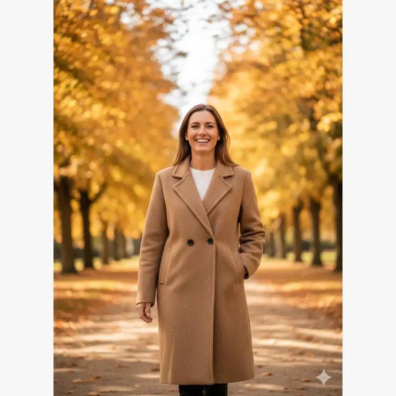 Soft Touch Lined Coat with Detachable Leopard Ruffle Brooch - jqwholesale.com