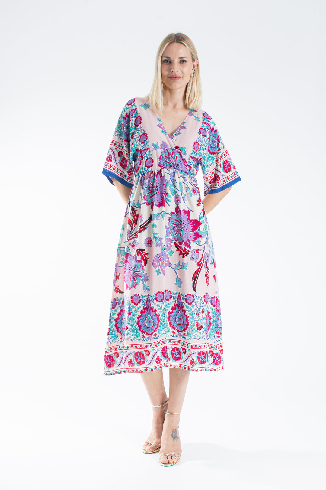 Womens Floral Print Midi Dress