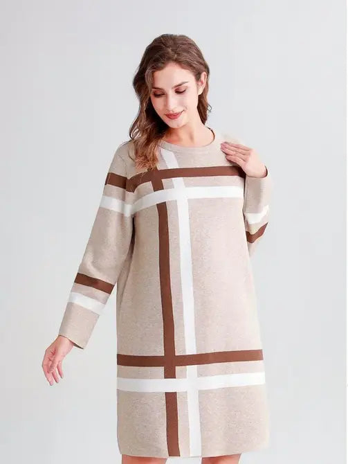 Classic Knitted Check Dress (2P.PACK) - jqwholesale.com