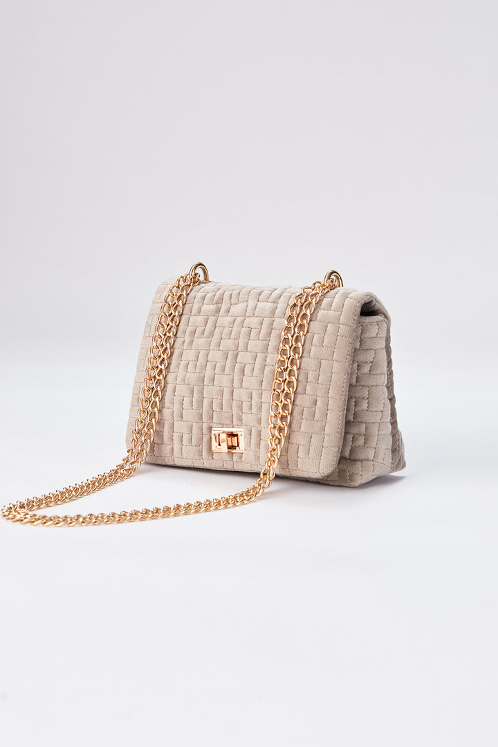 Quilted Mini Crossbody & Shoulder Bag - Beige