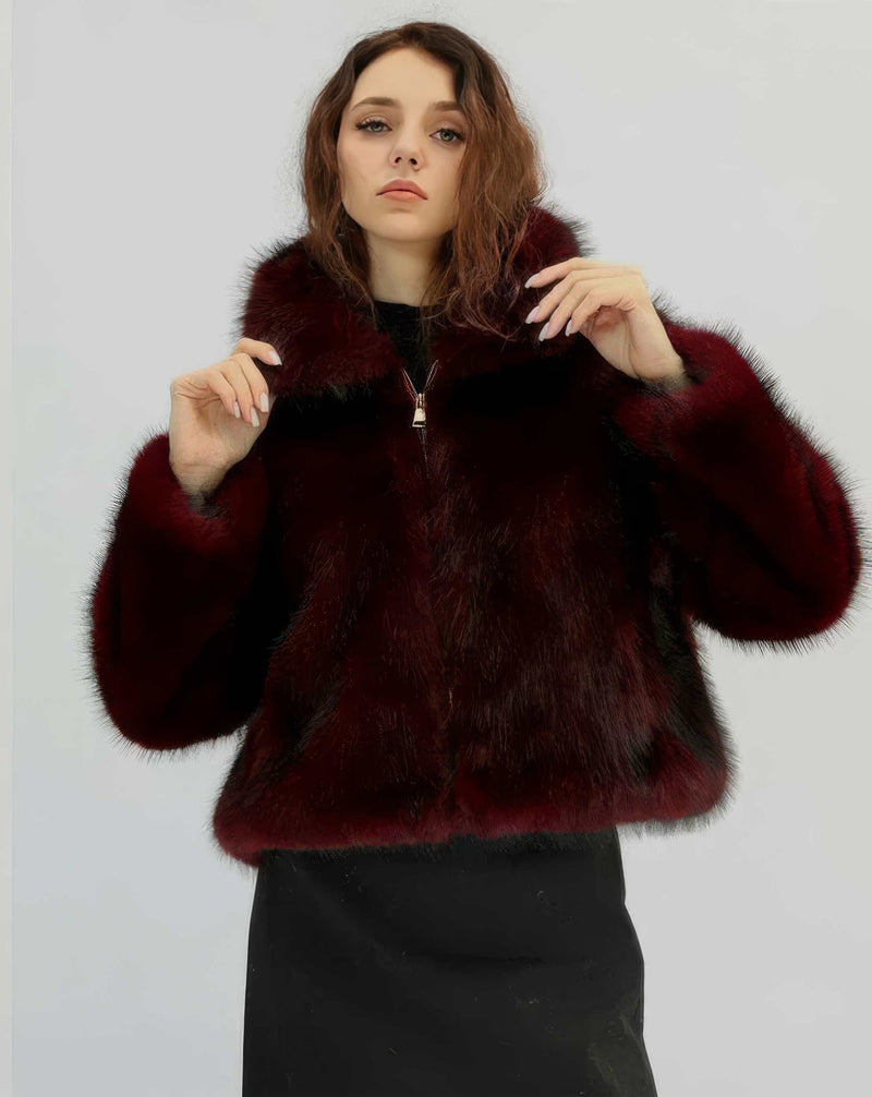 Luxury Faux Fur Gold Zip Coat