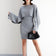 Knitted Midi Dress with Oversize Crop Bolero in Grey