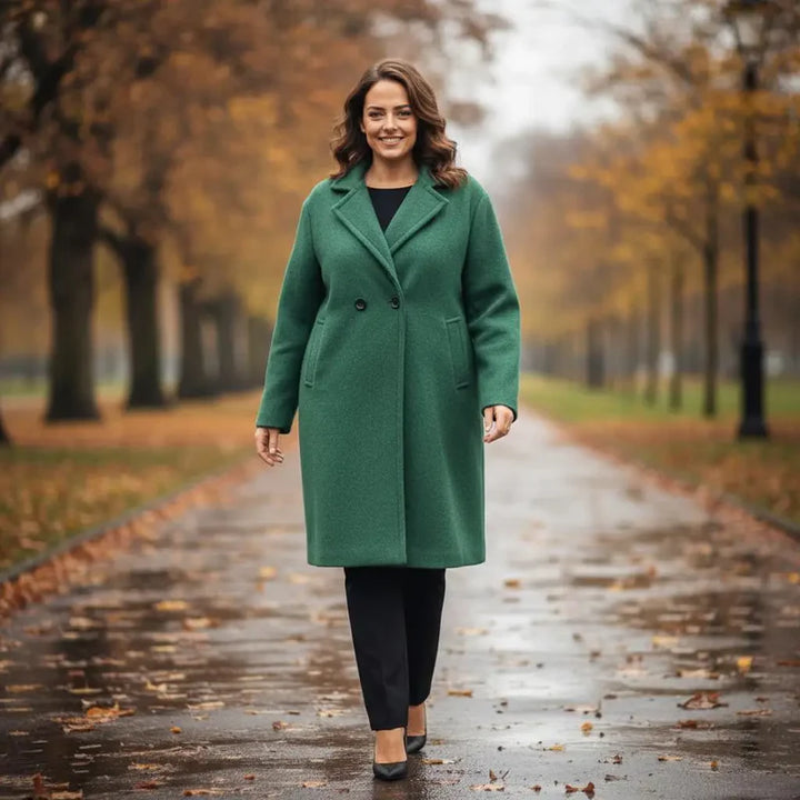 Soft Touch Lined Coat with Detachable Leopard Ruffle Brooch - jqwholesale.com