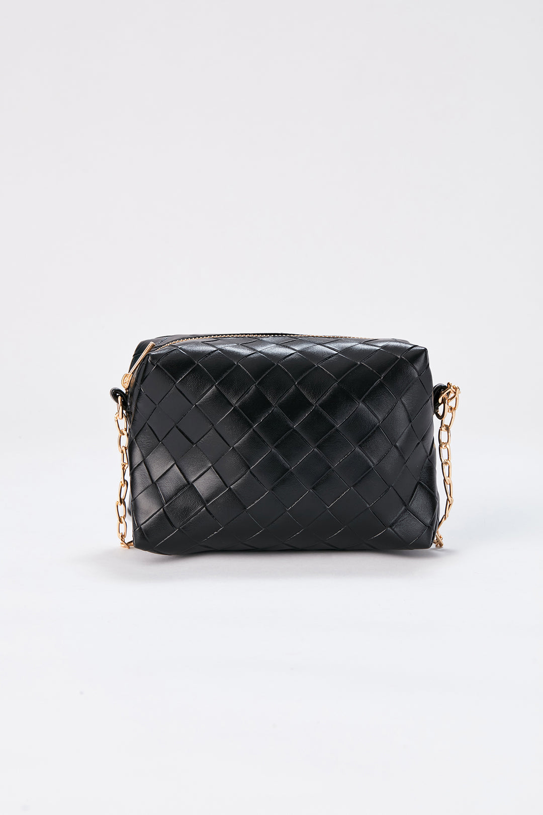 Braided Pu Leather Crossbody Camera Bag - Black