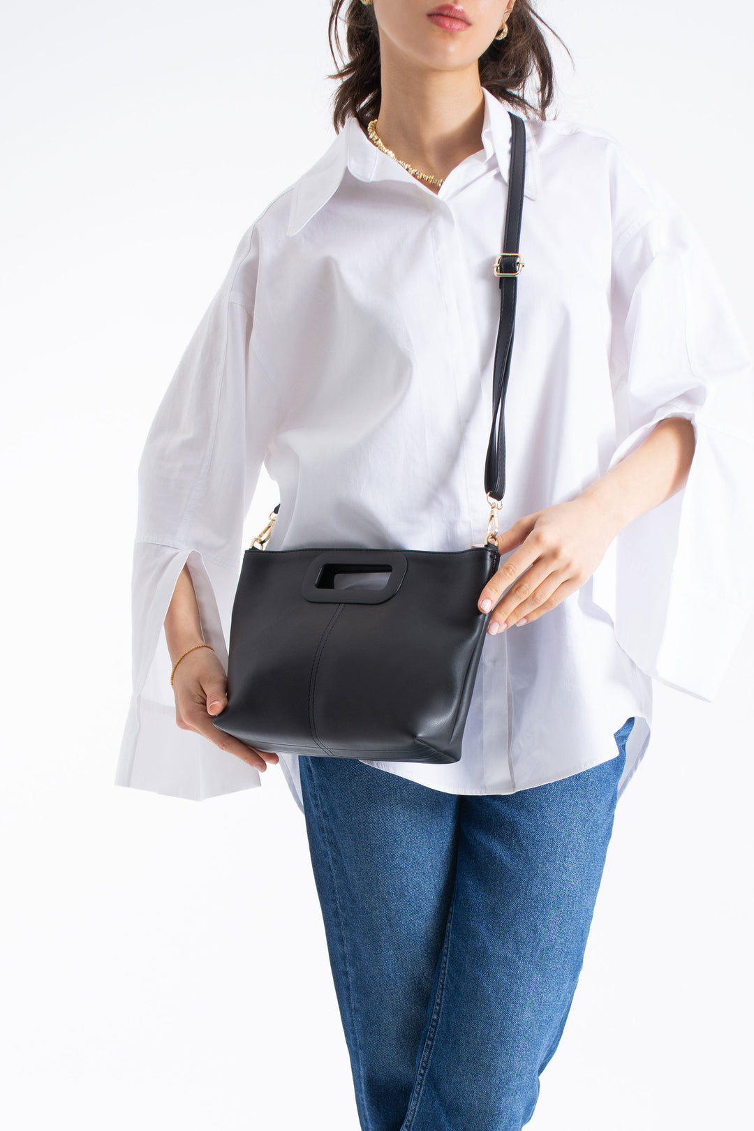 Crossbody Bag With Handle Detail in Black
