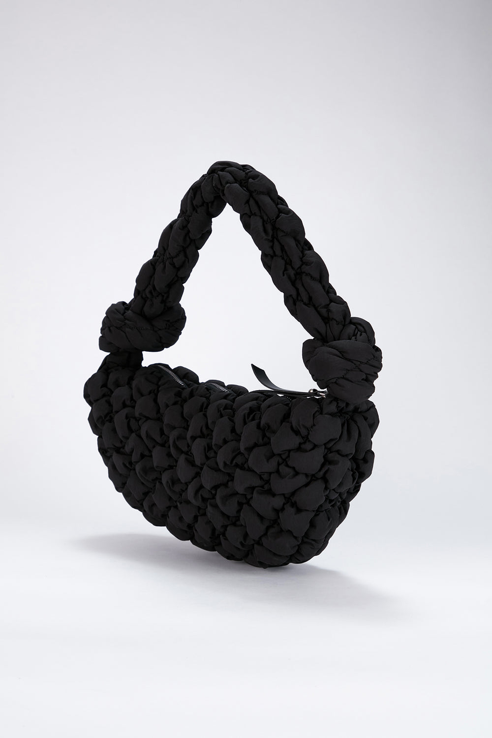 Puffy Quilted Lightweight Shoulder Bag - Black