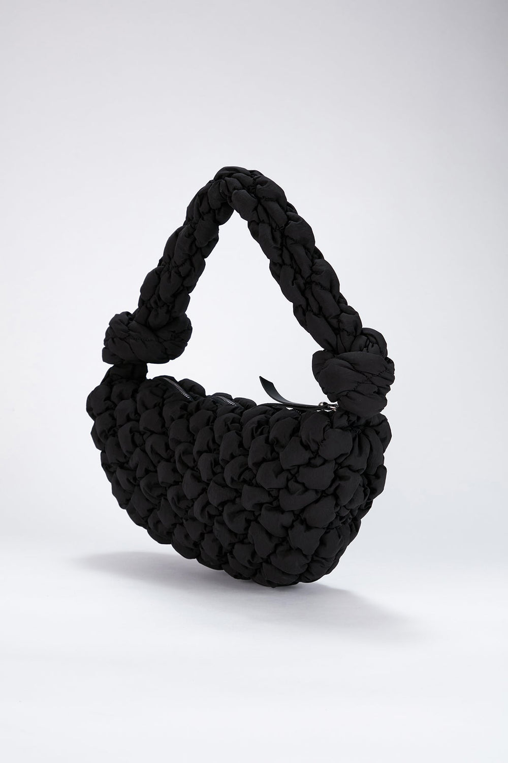 Puffy Quilted Lightweight Shoulder Bag - Black