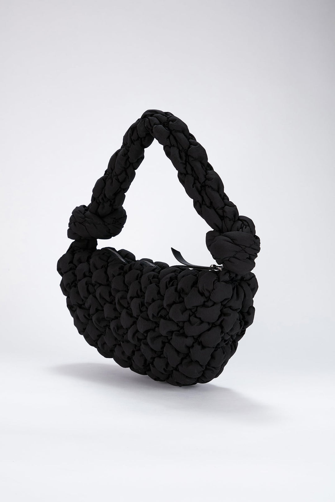 Puffy Quilted Lightweight Shoulder Bag - Black