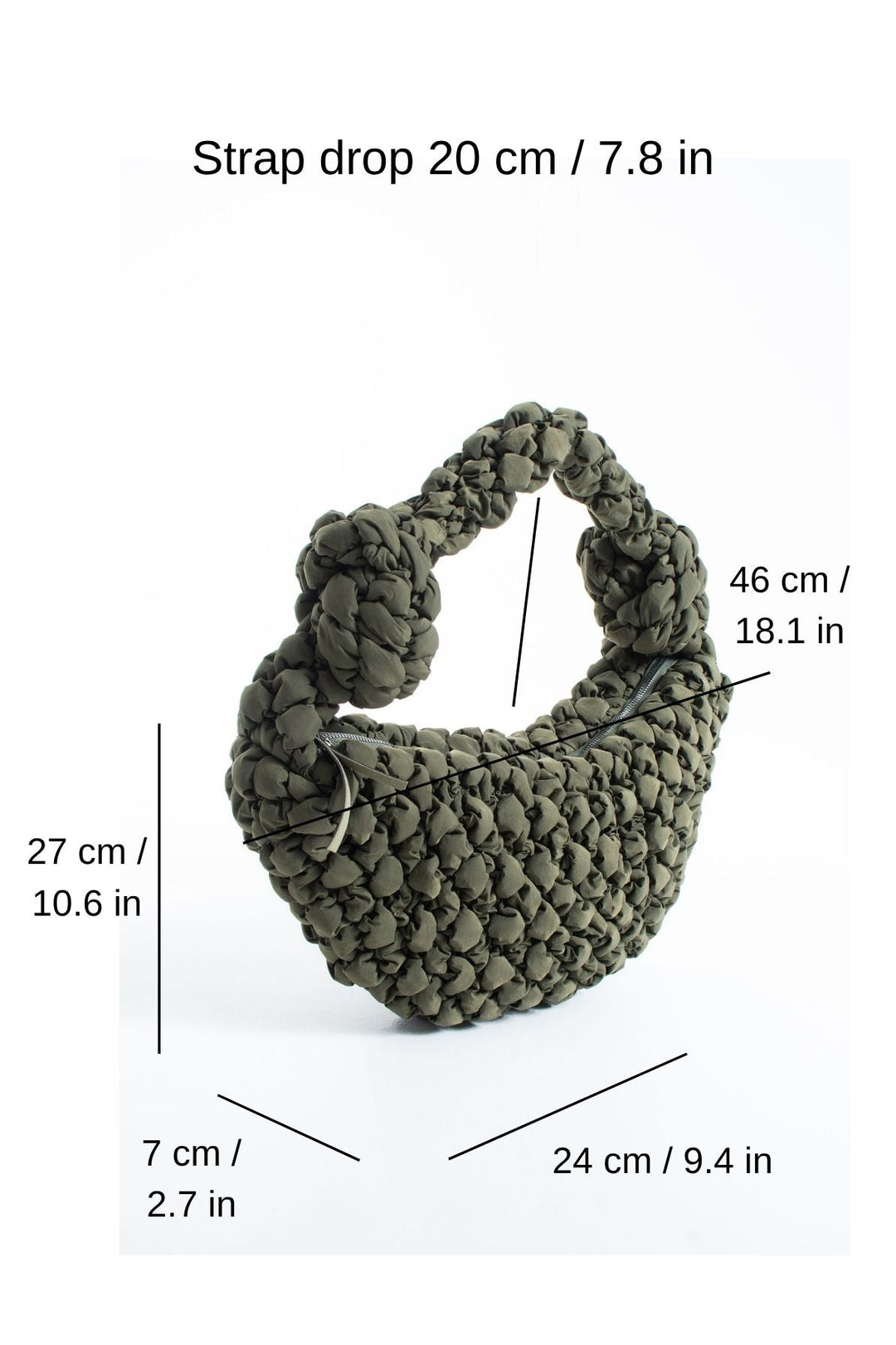 Puffy Quilted Lightweight Large Shoulder Bag - Green