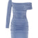 Shimmery One Shoulder Gathered Dress - Baby Blue