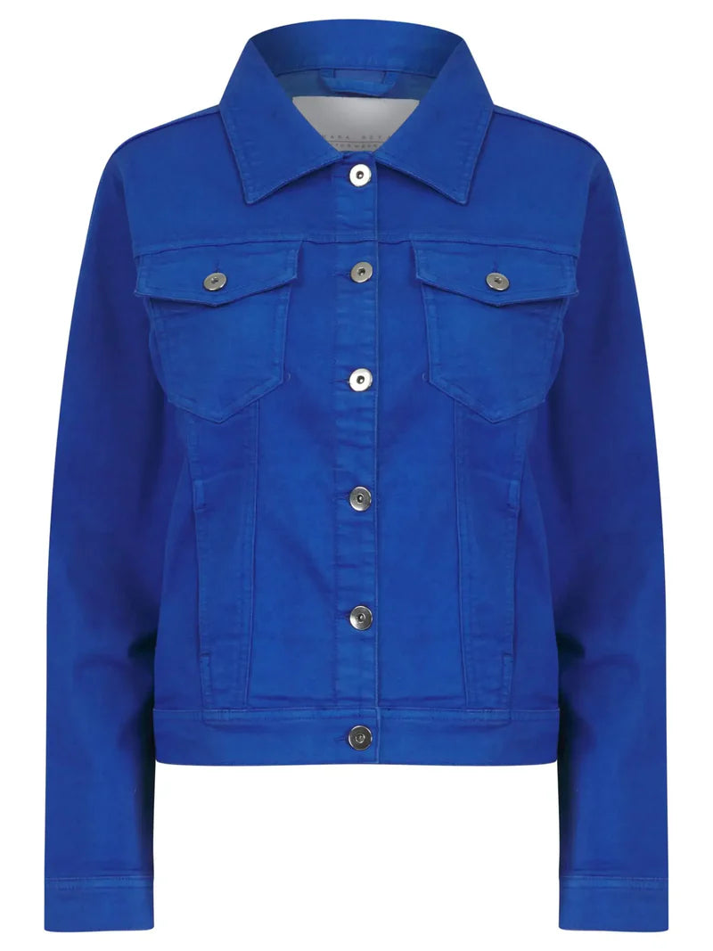 (7P.PACK) Royal Blue Denim Cotton Stretch Jacket - jqwholesale.com