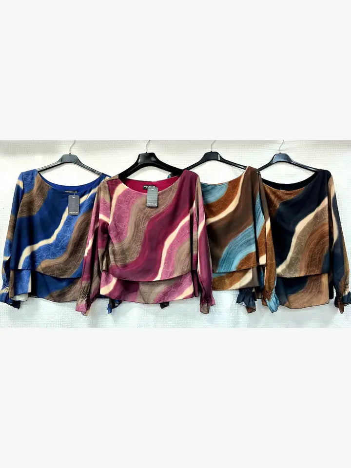Marble Wave Layered Blouse - jqwholesale.com