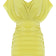 Shimmery V-Neck Gathered Dress - Yellow