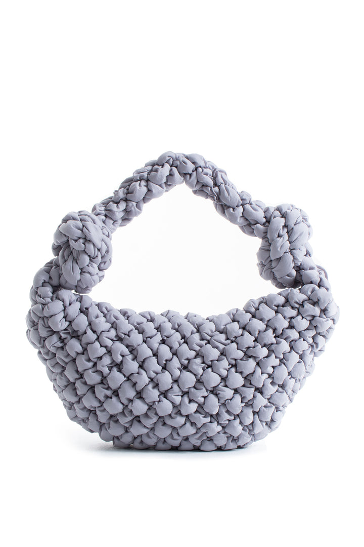 Puffy Quilted Lightweight Large Shoulder Bag - Grey
