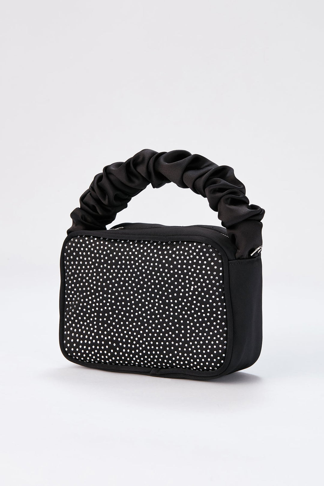 Diamente Evening Bag with Detachable Crossbody Strap - Black