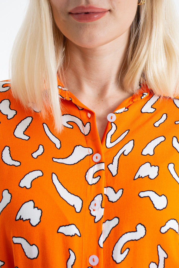 Womens Abstract Print Midi Shirt Dress