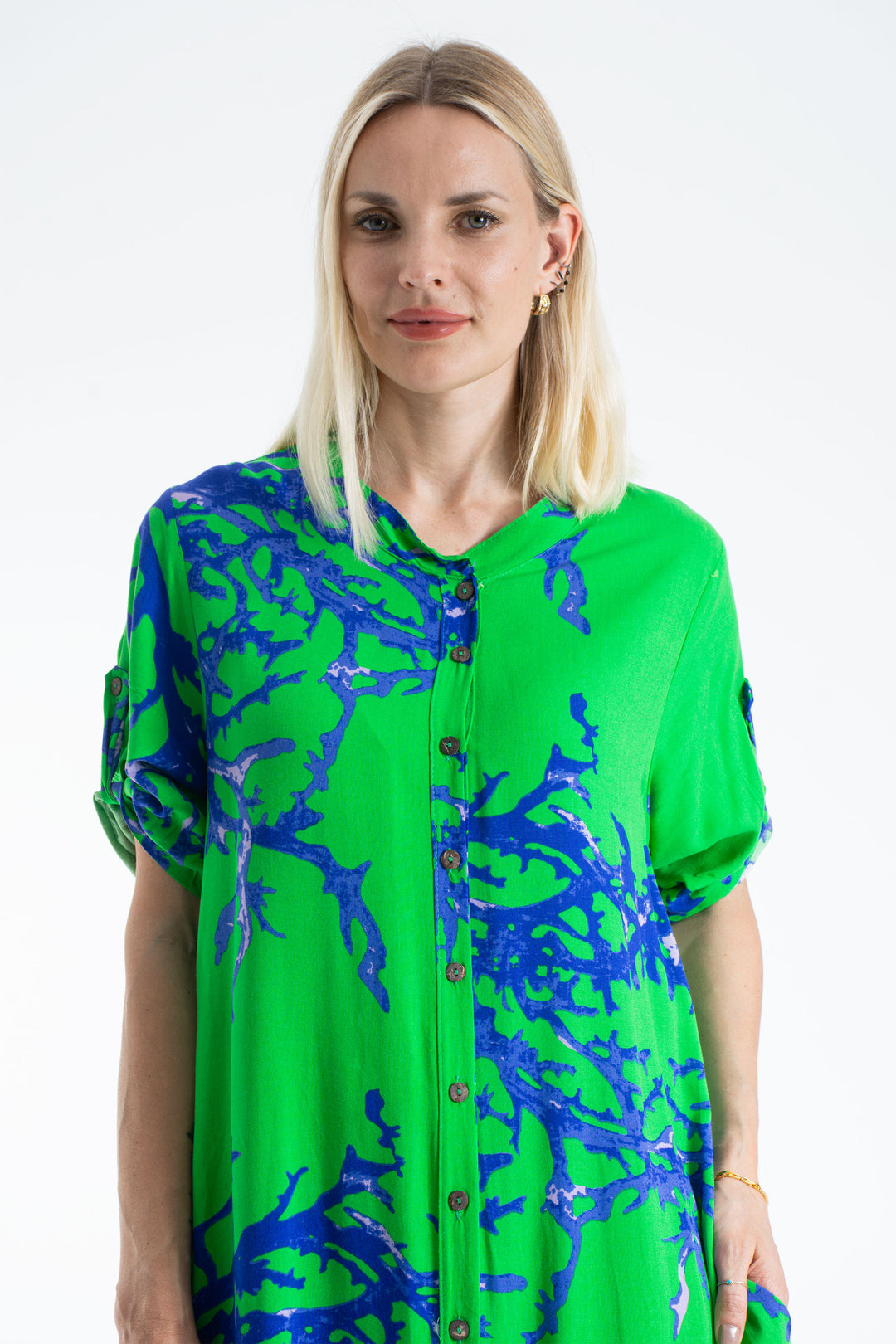 Womens Abstract Print Midi Dress