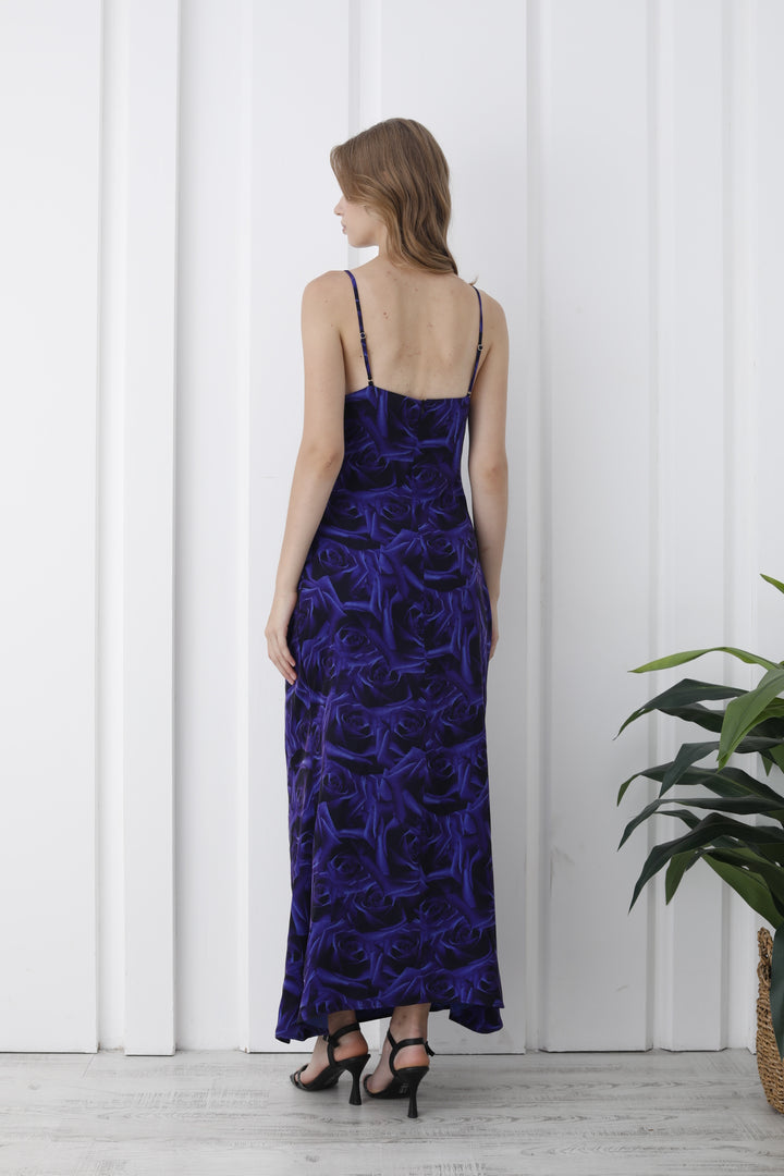 Women’s Abstract Rose Print Maxi Dress - Brown