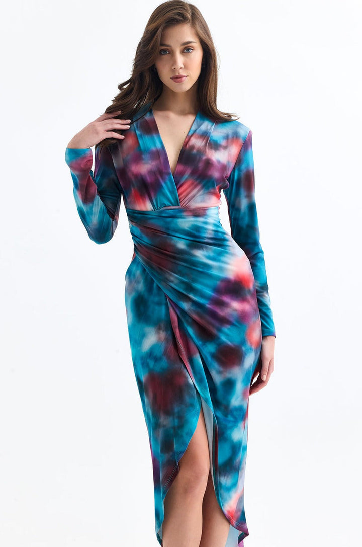 Forever Long Sleeve Wrap Midi Dress