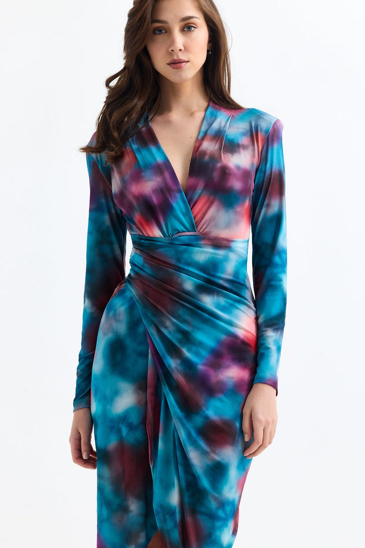 Forever Long Sleeve Wrap Midi Dress