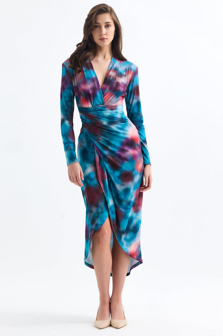 Forever Long Sleeve Wrap Midi Dress