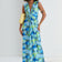 Sleeveless Twist Wrap Maxi Dress in Blue Leopard print