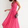 V Neck Maxi Dress in Rose Pink