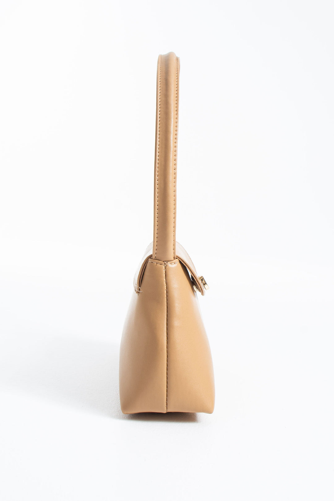 Pu Leather Flap Shoulder Bag - Nude