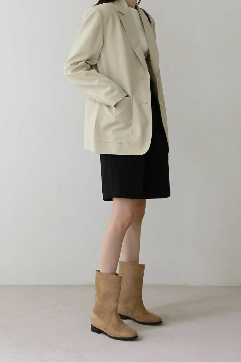 Camel Suede Designer Calf High Flat Boot (PACK OF 12 PAIRS UK3-UK8) - jqwholesale.com