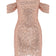 Off Shoulder Diamante Sequin Mini Dress - Nude