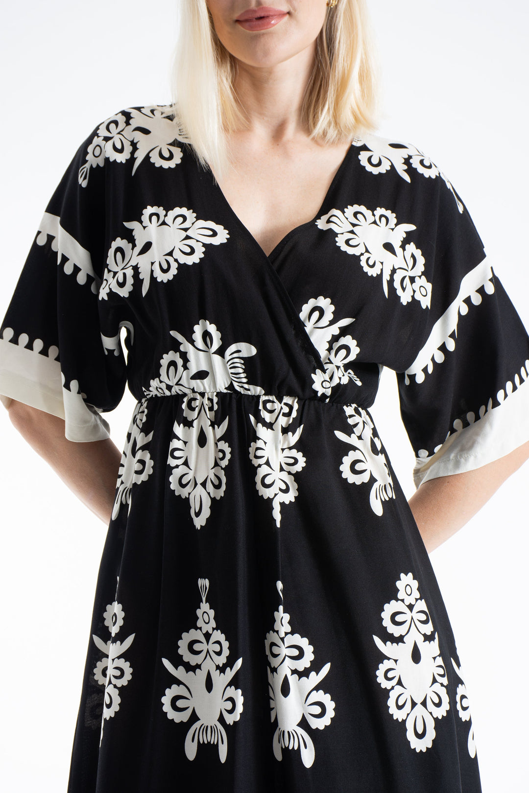 Womens Viscose  Printed Ornamental Floral Midi Dress