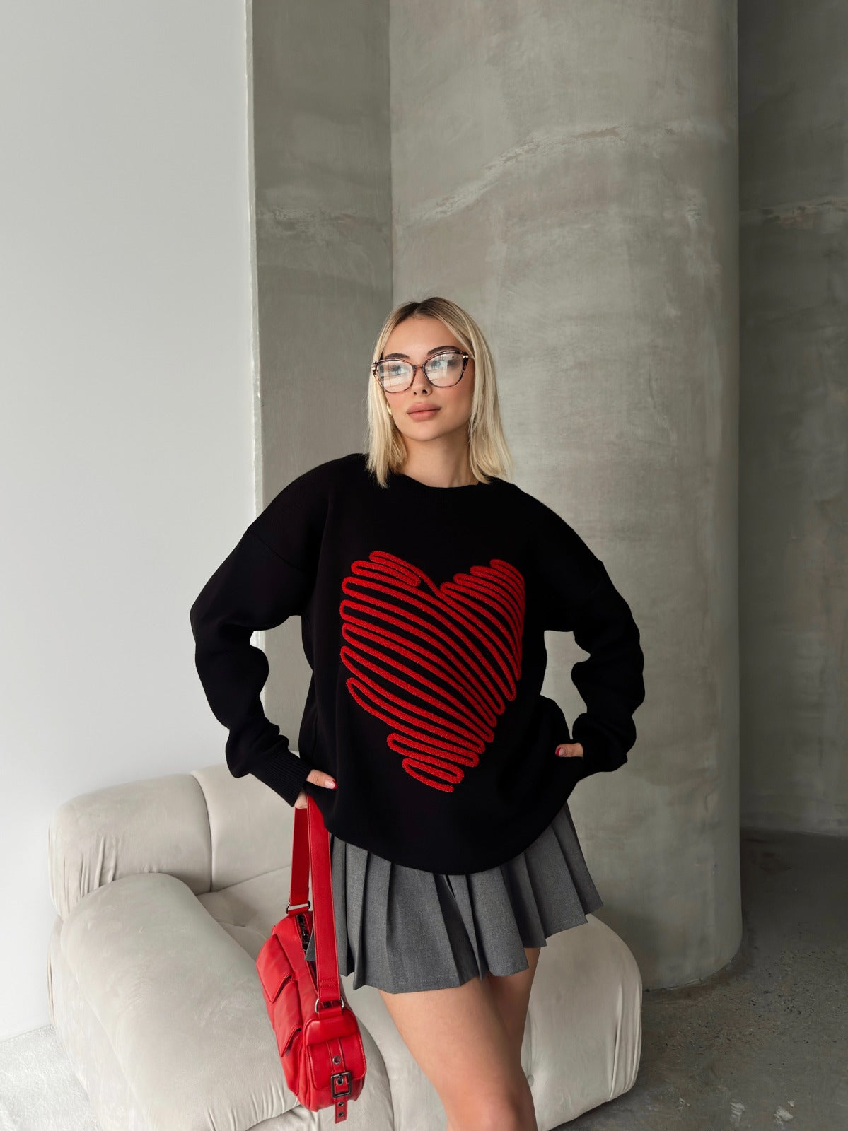 Heart Knit Jumper - JQ Wholesale UK