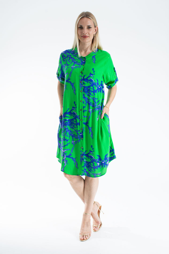 Womens Abstract Print Midi Dress