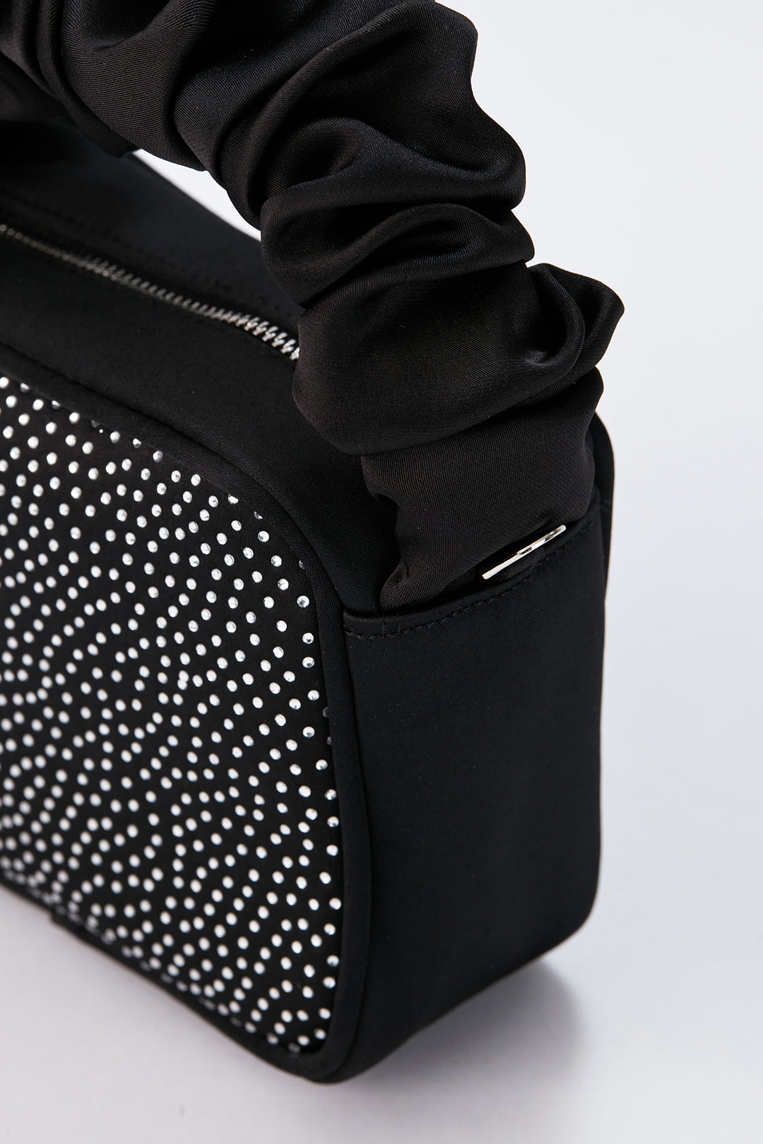 Diamente Evening Bag with Detachable Crossbody Strap - Black