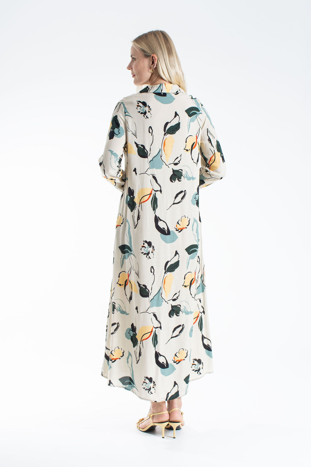 Womens Viscose Abstract Floral Maxi Shirt Dress