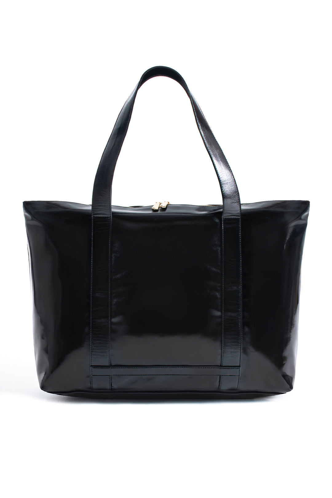 Metallic Finish Pu Leather Weekend Bag - Black