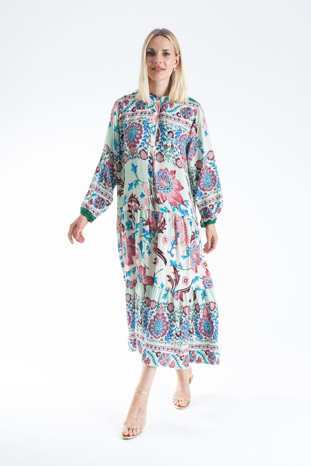 Womens Viscose Bohemian Floral Maxi Dress